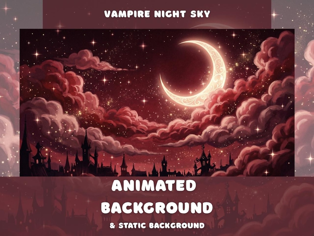 Vampire Night Sky Animated Background Crimson Red Blood Moon Gothic ...