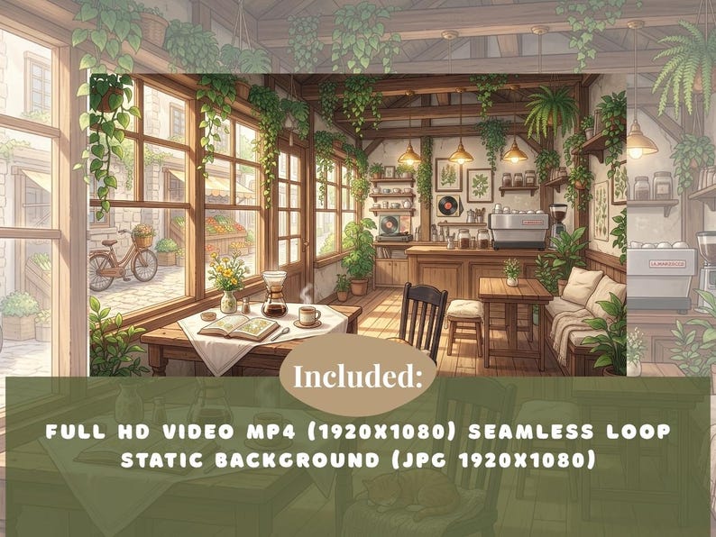Cozy Spring Cafe Animated Background Vintage Anime Coffee Shop Vtuber ...