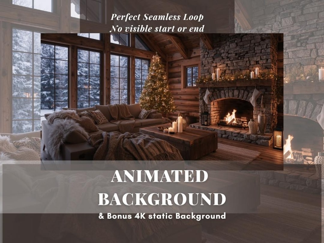 Rustic Animation Cozy Rustic Christmas Cabin Video Loop | 60FPS HD Animated Background ...