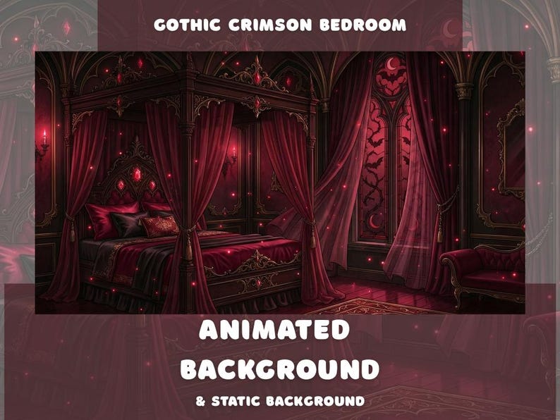 Gothic Crimson Bedroom Animated Background Vtuber Overlay Vampire Room ...