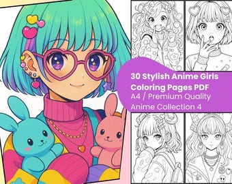 Kolorowanka Anime Stylish Girls (30 stron) – do druku w formacie PDF w stylu mangi dla dzieci, nastolatków, dorosłych i osób z motywem kawaii