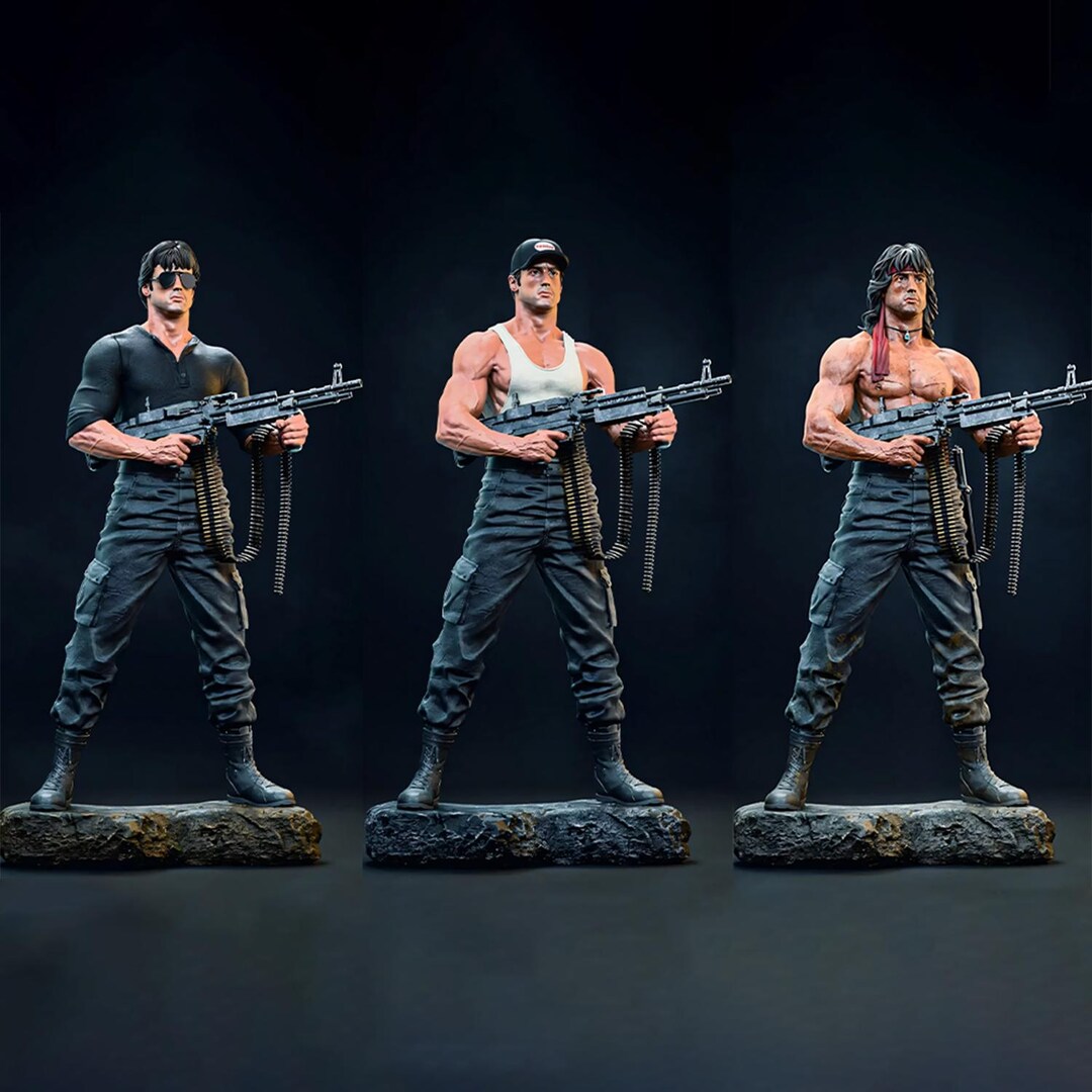 Rambo STL File | 80s Action Hero 3D Print Model | Commando Machine Gun ...