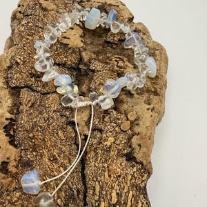 Bracelet with genuine opal beads, white opal bracelet, adjustable