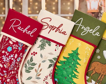 Embroidery Famliy Christmas Stockings, Custom Embroidery Luxury Needlepoint Stocking,Personalized Xmas Stocking with Name,Xmas Family Decor.