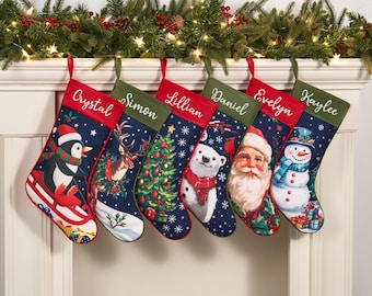 Personalized Embroidered Christmas Stockings, Custom Family Xmas Stocking with Name,Holiday Christmas Gifts,Monogram Stocking, Holiday Decor