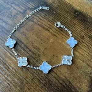 White Clover Bracelet, 18K Gold Plated Jewellery, 13mm  Charm, Lucky Clover Bracelet, Gift for Her UK