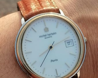 Vintage Michel Herbelin Quartz Paris Watch - French Designer Dress Timepiece