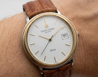 Vintage Michel Herbelin Quartz Paris Watch - French Designer Dress Timepiece