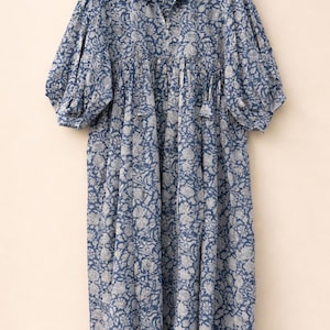 Handmade Floral Tunic Dress, Gift for Her, Modest Summer Dress with Sleeves, Beach Cover Up Luxe, Breathable Cotton Boho Midi image 10
