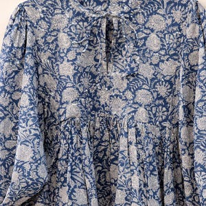 Handmade Floral Tunic Dress, Gift for Her, Modest Summer Dress with Sleeves, Beach Cover Up Luxe, Breathable Cotton Boho Midi image 11