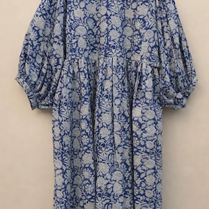 Handmade Floral Tunic Dress, Gift for Her, Modest Summer Dress with Sleeves, Beach Cover Up Luxe, Breathable Cotton Boho Midi image 13