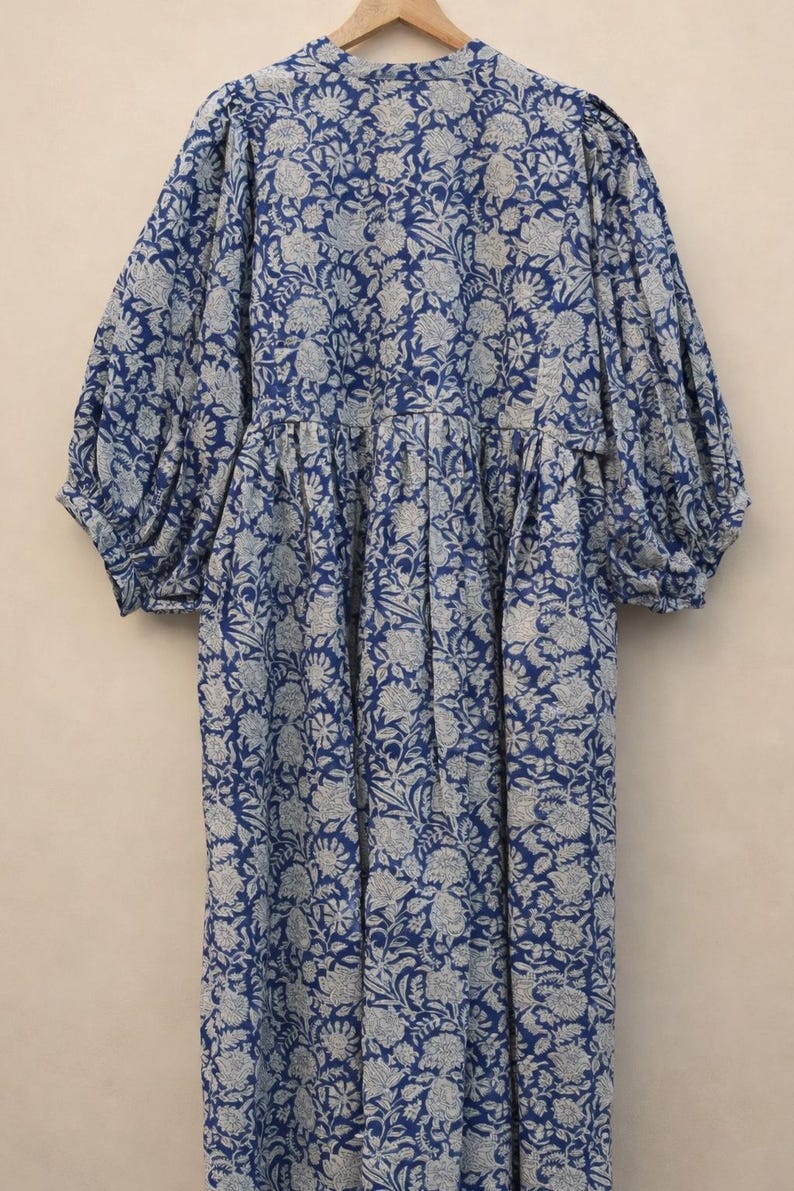 Handmade Floral Tunic Dress, Gift for Her, Modest Summer Dress with Sleeves, Beach Cover Up Luxe, Breathable Cotton Boho Midi image 13