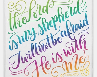 The Lord is my shepherd - Psalm 23 - Rainbow Lightweight Swaddle for baby