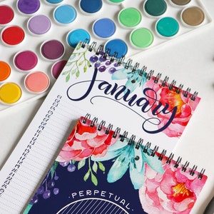 Perpetual Calendar Watercolor - Birthday and anniversary calendar - Family calendar