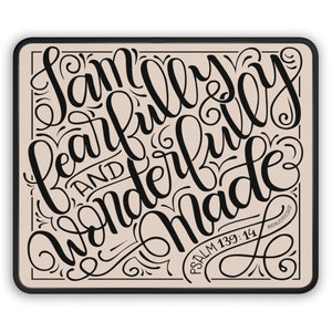 Ich bin fürchterlich und wunderbar gemacht - Hellbraunes Mousepad - Bibel Schrift Maus Pad für Home Office