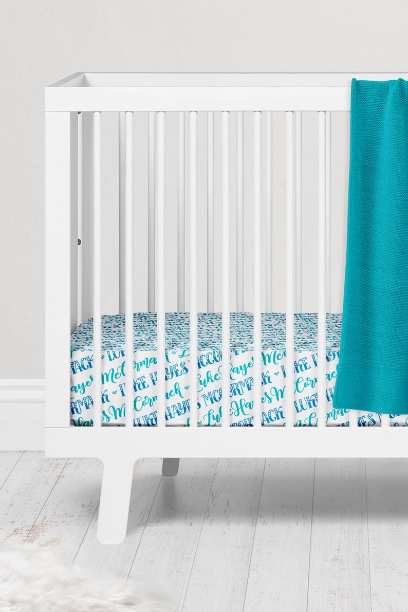 Personalized Jersey knit crib sheet Hearts pattern with 2 Etsy