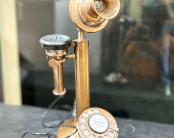 Solid Brass Candlestick Telephone, Nautical Décor, Working Landline Phone