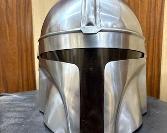 Mandalorian Star Wars Helmet: 18 Gauge Steel, Cosplay Prop Wearable Helmet