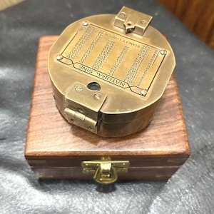 Nautical Brunton Solid Brass Compass With Wooden Box ~ Military Brass Brunton Compass Working Geological Compass ~ Gift Item