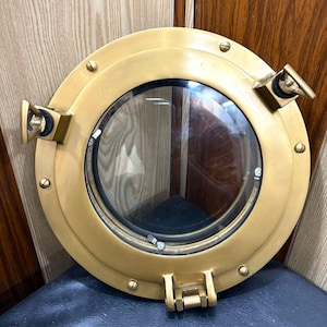 Nautical Brass Finish Wall Décor Porthole ~ Handmade Maritime 12 Inch Ship Boat Round Porthole ~ Window & Wall Glass Porthole ~ Gift Item