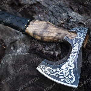 Custom Gift Hand Forged Carbon Steel VIKING AXE, Ragnar Axe, Wedding Gift,Axes, Best Birthday, Anniversary, Christmas Gift For Him, Larp axe