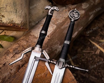Handgjort Witcher 3 Sword Master Sword OF Geralt of Rivia Feline Steel Silver svärd Personlig födelsedagspresent till pojkvän Julklapp