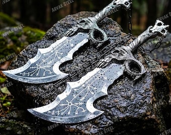 Custom Handmade God of War Kratos Blades of Chaos Replica | Dual Chained Fantasy Swords | GOW Collectible Wall Display | Sword for Boyfriend