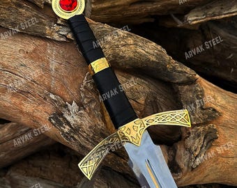 Goldryn Sword Replica | Fantasy Golden Blade | Handmade Cosplay Prop | Medieval Display Sword | Christmas Gift for Gamer Personalized sword