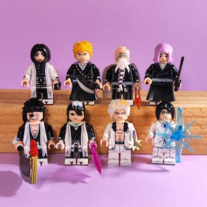 BLEACH - set of 8 Ichigo Kurosaki Byakuya Kuchiki Ishida Uryu Hitsugaya Zaraki Kenpachi Yamamoto action figure toys