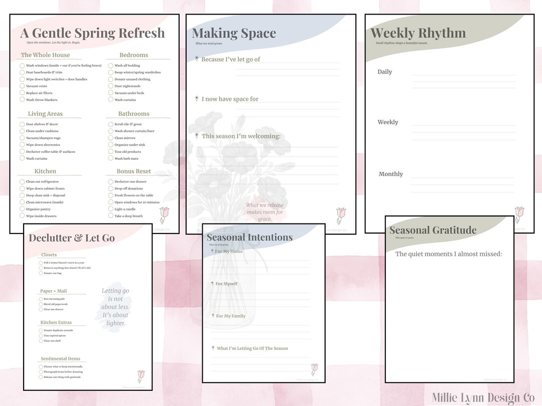A Spring Reset Printable Bundle; A Gentle Seasonal Planner for You and ...