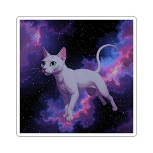 Cosmic Peterbald Cat Stickers: Space-Themed Laptop Decals