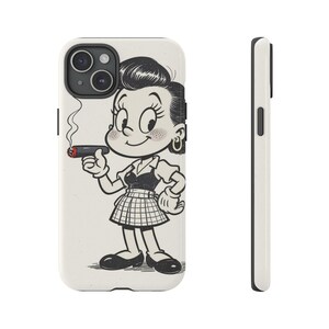 Funda para teléfono con dibujos animados vintage: carcasa rígida con envoltura 3D y resistente a los impactos