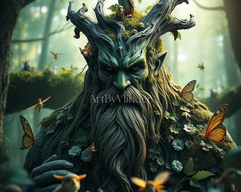 Mystical Tree Spirit Printable Art – Fantasy Forest Guardian Wall Decor by ArtByVlinder