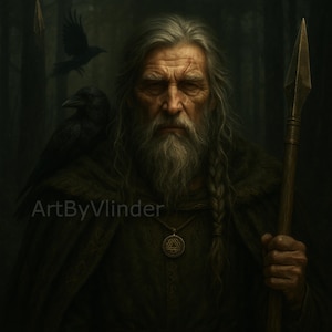 Norse God Odin Printable Wall Art – Viking Pagan Decor – Digital Download by ArtByVlinder