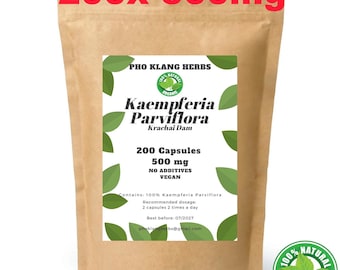 200 Kaempferia Parviflora Capsules: Organic Black Thai Ginger, Men's Health