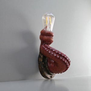 Steampunk Tentacle Lamp – Copper Accent Light | Quirky Wall Decor | Artistic Octopus Lamp | Unique Gift for Art Collectors