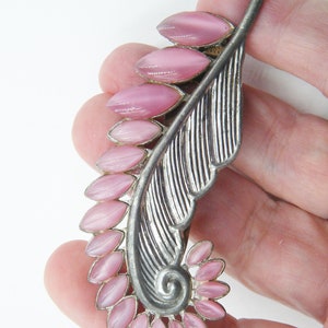 Pink graduated stone feather dress clip, pink feather  or leaf dress clip