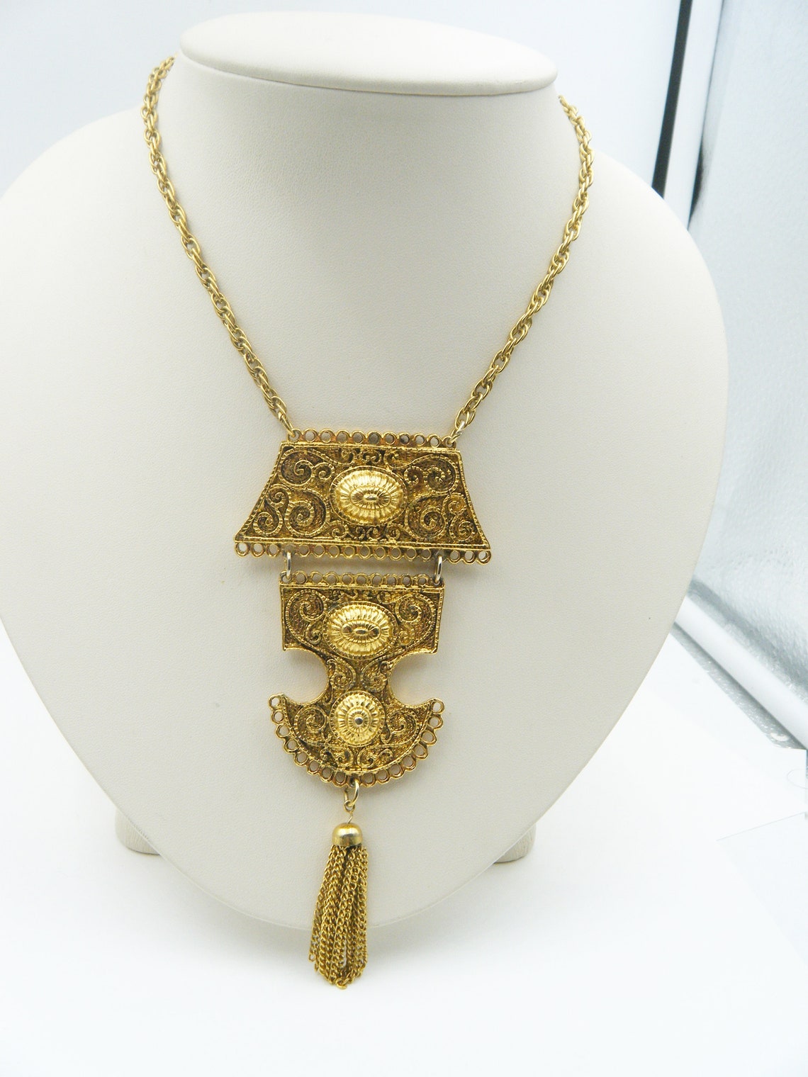 Chunky Etruscan Style Pendant Necklace | Etsy