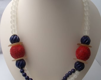 Vintage Chinese Import Cinnabar bead necklace