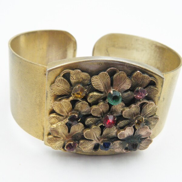 4 Blatt Klee Armband, 30er Jahre Klapparmband