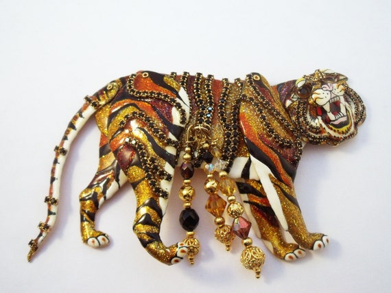 Lunch at the Ritz Articulated Tiger Brooch