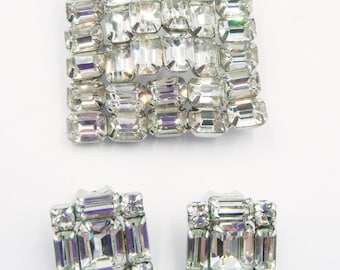 Square bling brooch and earrings set