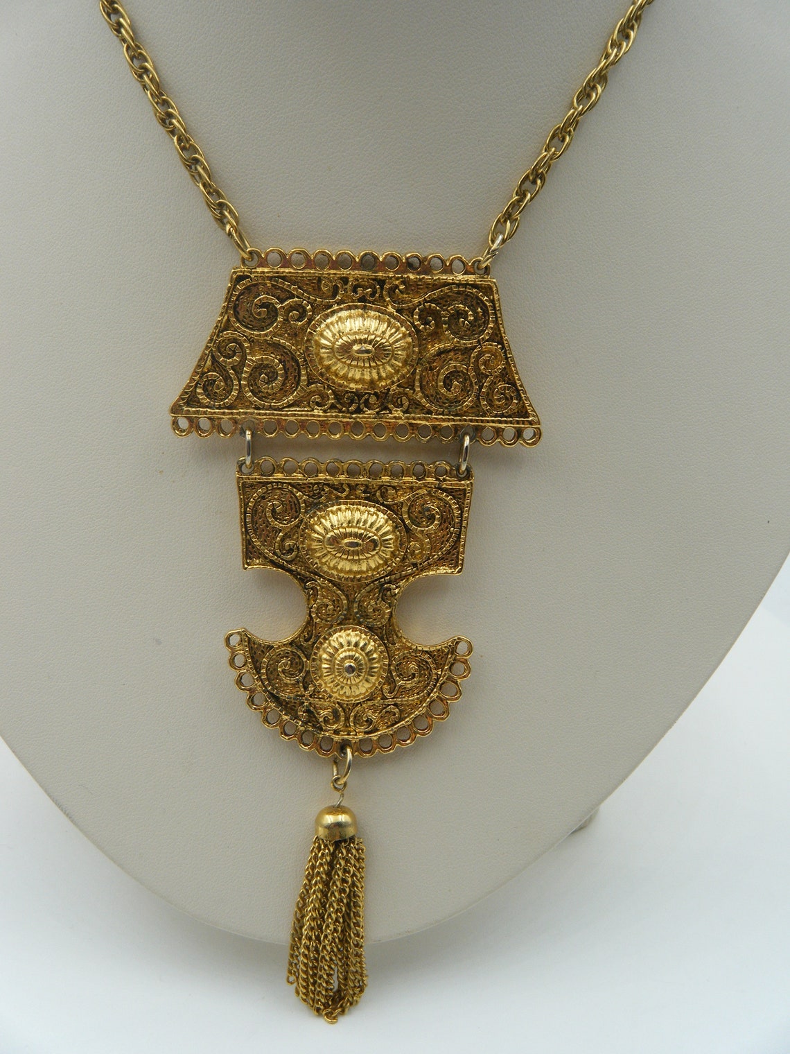 Chunky Etruscan Style Pendant Necklace | Etsy