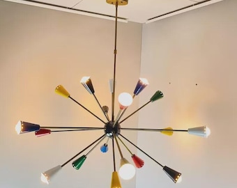 Sputnik Chandelier Mid Century Modern Stilnovo Style Multicolour Ceiling Light