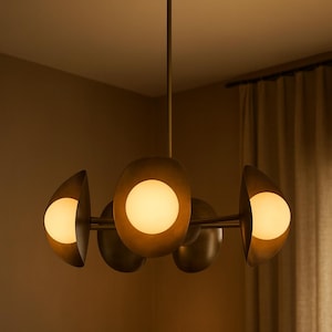 1950's Mid Century Modern Chandelier Stilnovo Style Brass Hanging Light Mid Century Modern Rustic Farmhouse Light for Bedroom,Living Room