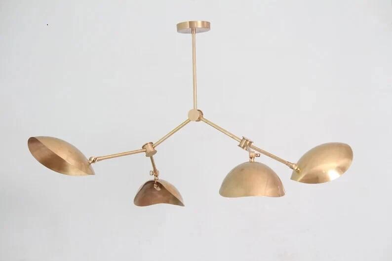 4 Shade Light Mid CenturyLinear Brass Sputnik chandelier light Fixture