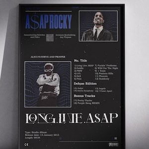 ASAP Rocky Poster – Long.Live.ASAP Album Cover Kunstdruck – Hip Hop Wanddekor – Rap Musik Ästhetik – A3 Größe