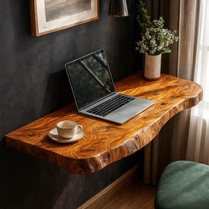 Live Edge Desk | Natural Wood Slab Office Table | Handmade Rustic Home Office Furniture