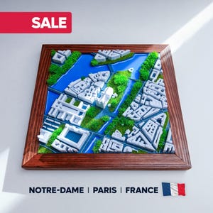 Mapa 3D de París para pared: maqueta de Notre Dame, regalo de viaje