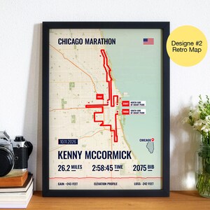 Chicago Marathon 2026 Personalized Race Poster: Custom Runner Map Print